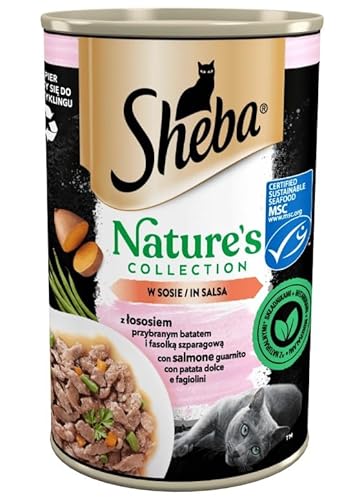 Sheba Katzenfutter Nassfutter Nature's Collection in Sauce mit Lachs garniert mit Süsskartoffel und grünen Bohnen Feine Vielfalt 12 Dosen (12 x 400g) von Sheba