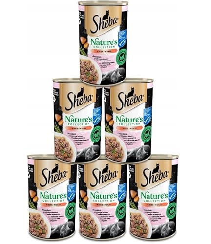 Sheba Katzenfutter Nassfutter Nature's Collection in Sauce mit Lachs garniert mit Süsskartoffel und grünen Bohnen Feine Vielfalt 6 Dosen (6 x 400g) von Sheba