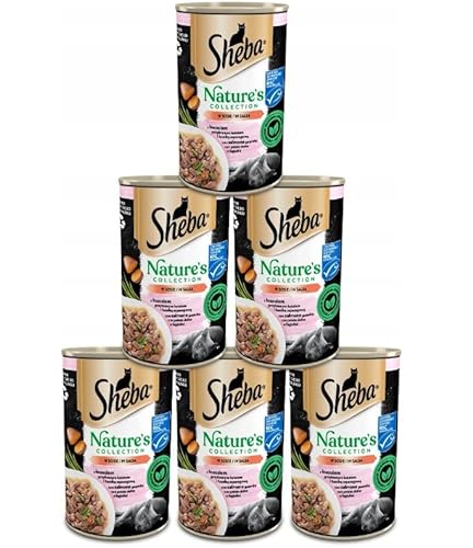Sheba Katzenfutter Nassfutter Nature's Collection in Sauce mit Lachs garniert mit Süsskartoffel und grünen Bohnen Feine Vielfalt 6 Dosen (6 x 400g) von Sheba