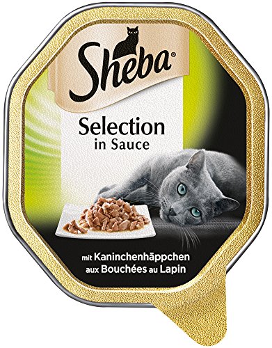 Sheba Katzenfutter Nassfutter Selection in Sauce mit Kaninchenhäppchen, 1 x 85g Schale von Sheba