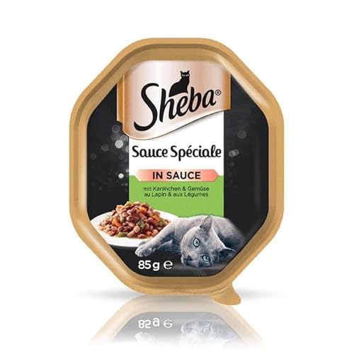 Sheba Katzenfutter Sauce Spéciale für ausgewachsene Katzen - hochwertiges Nassfutter für Katzen mit Kaninschen und Gemüse 22 Schalen (22 x 85 g) von Sheba