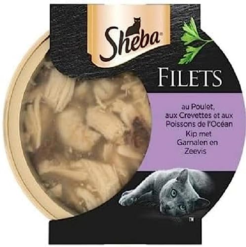 Sheba Fischnahrung für Erwachsene, Fisch, Haustierbesitzer mit kleinen Fischen, Huhn, Garnelen, Ocean Fish, 60 Gramm von Sheba