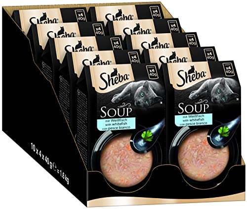 Sheba Multipack Soup - Katzennassfutter im Portionsbeutel - Weißfisch - 40 x 40g von Sheba