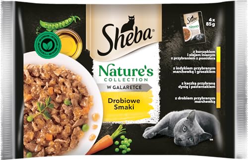 Sheba Nature's Collection Geflügelgeschmack – komplettes Nassfutter für ausgewachsene Katzen in Gelee 13 x (4x85g) von Sheba
