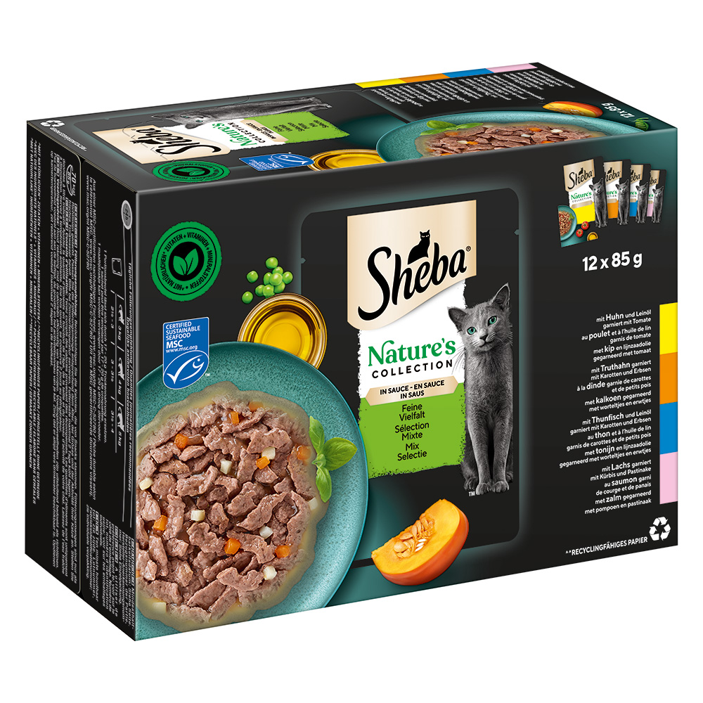 Sheba Nature's Collection in Sauce 12 x 85 g - Feine Vielfalt (Huhn, Truthahn, Thunfisch, Lachs) von Sheba