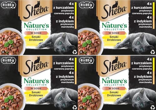 Sheba Nature`s Collection in Sauce - Feinstes Katzennassfutter in der Schale - Geflügel Variation - 32 x 85g von Sheba