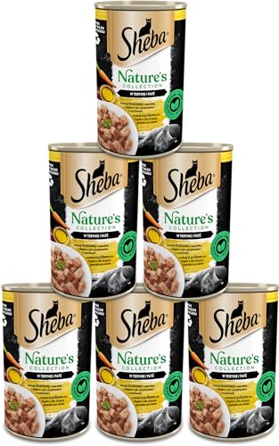 Sheba Nature's Collection – komplettes Nassfutter in Terrine für ausgewachsene Katzen, Geflügelcocktail mit Leber und Fischöl mit Karottengarnitur, Dose 6 x 400 g von Sheba