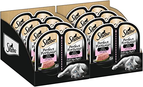 Sheba Perfect Portions - Feinstes Katzennassfutter in der Schale - edle Pastete mit Lachs - 32 x 75g von Sheba