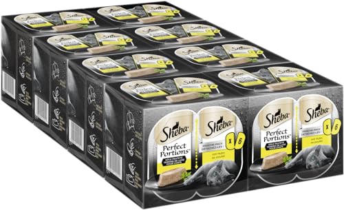 SHEBA Perfect PORTIONS Katzen Nassfutter Einzelbeutel á 37,5g (8x3x(2x37,5g), Huhn) von SHEBA