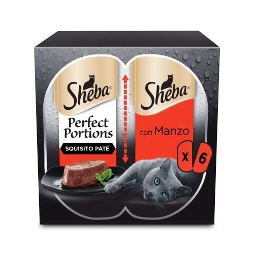 Sheba Perfect Portions mit Rindfleisch in weicher Pastete, Katzenfutter, 8 Packungen mit je 6 Portionen (insgesamt 48 Portionen) von Sheba