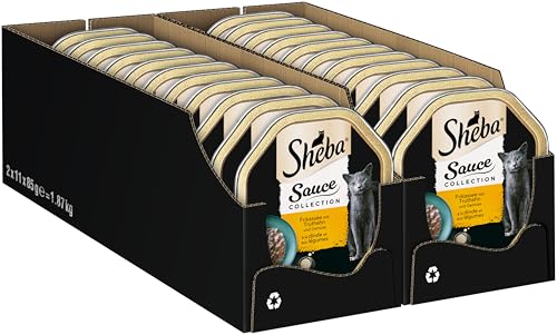 Sheba Sauce Collection Katze Nassfutter in Schale Frikassee mit Truthahn und Gemüse 2x11x85g von Sheba