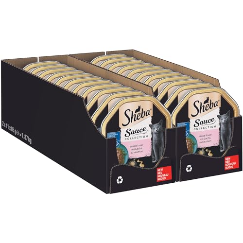 Sheba Sauce Collection Sauce Lover Katzen Nassfutter in Schale mit Lachs (MSC) 2x11x85g von Sheba