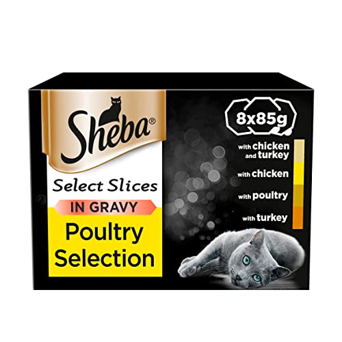 Sheba Select Slices Katzenfuttertablett Mixed Geflügelsammlung in Soße 8 x 85g von Sheba