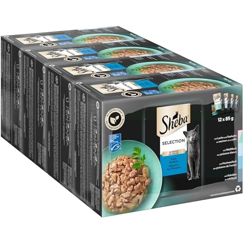 Sheba Selection Katzen Nassfutter im Portionsbeutel Fisch Variation (MSC) in Sauce Multipack 4x12x85g von Sheba