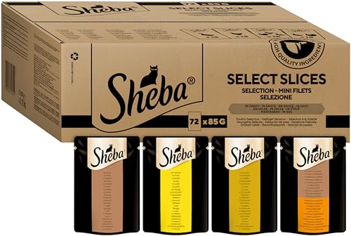 Sheba Katzennassfutter Selection in Sauce, 72 Portionsbeutel, 72x85g (1 Großpackung) – Katzenfutter nass, Geflügel Variation mit Ente, Huhn, Geflügel und Truthahn von Sheba