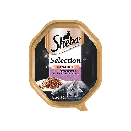 Sheba Selection in Sauce mit Kalbshäppchen Schale 11 x 85g Natürliches und hochwertiges Katzen Nassfutter von Sheba