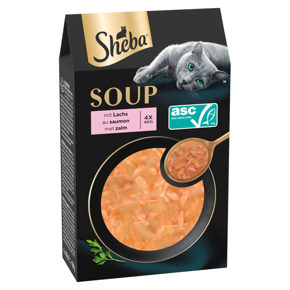 Sparpaket 80 x 40 g Multipack Sheba Classic Soup Frischebeutel - mit Lachs von Sheba