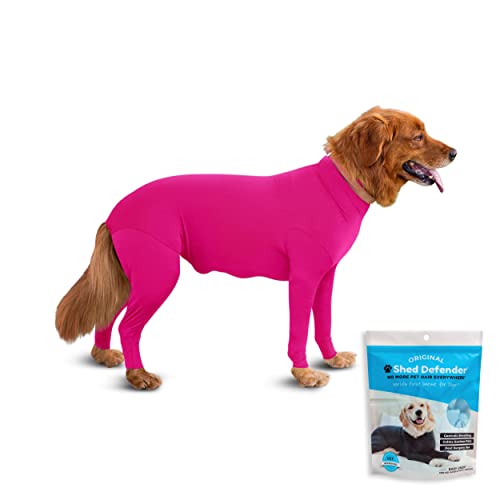 Shed Defender Body Suit for Dogs – Original –Anti Shedding Shirt, Reduce Dog Hair, Dog Onesie Surgery Recovery Suit, Anxiety, Calming, Car Seat Cover, E-Collar, Hot Spots, Jumpsuit(Pink, Giant) von Shed Defender