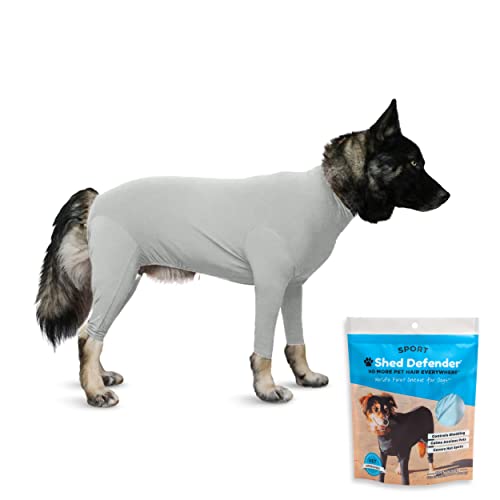 Shed Defender Body Suit for Dogs – Sport –Anti Shedding Shirt, Reduce Dog Hair, Dog Onesie Surgery Recovery Suit, Anxiety, Calming, Car Seat Cover, E-Collar, Hot Spots, Jumpsuit(Heather Gray,XXS) von Shed Defender