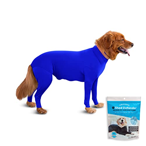 Shed Defender Body Suit for Dogs – Original –Anti Shedding Shirt, Reduce Dog Hair, Dog Onesie Surgery Recovery Suit, Anxiety, Calming, Car Seat Cover, E-Collar, Hot Spots, Jumpsuit(Royal Blue, S) von Shed Defender