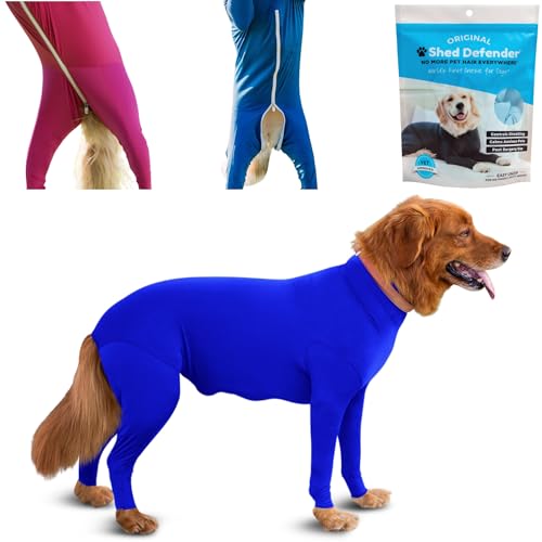 Shed Defender Body Suit for Dogs – Original –Anti Shedding Shirt, Reduce Dog Hair, Dog Onesie Surgery Recovery Suit, Anxiety, Calming, Car Seat Cover, E-Collar, Hot Spots, Jumpsuit(Royal Blue, S) von Shed Defender