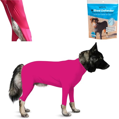 Shed Defender Body Suit for Dogs – Sport –Anti Shedding Shirt, Reduce Dog Hair, Dog Onesie Surgery Recovery Suit, Anxiety, Calming, Car Seat Cover, E-Collar, Hot Spots, Jumpsuit(Pink,S) von Shed Defender