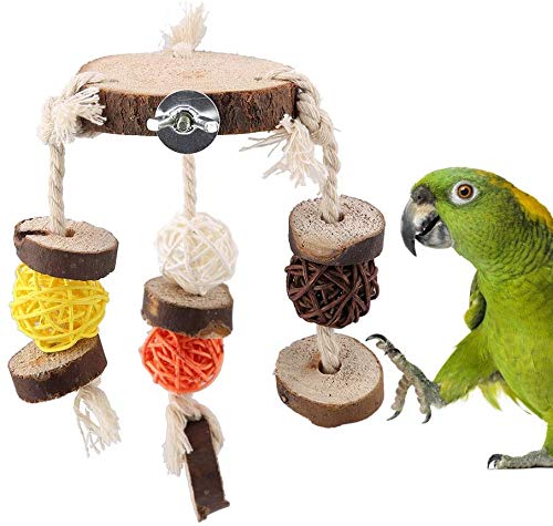 Papageien Kau Spielzeug, Papageien Knoten Blöcke Kau Biss Spielzeug kleine Vögel Schnabel Schleifen Spielzeug Bunte hängende Vogel Käfig Dekorative Zubehör (Farbe Runde) von Sheens