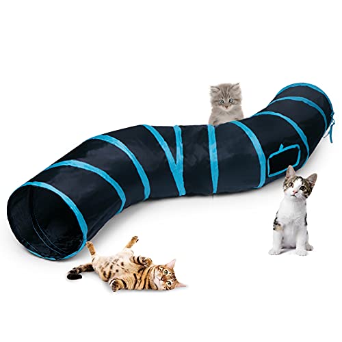Sheldamy Katzentunnel, S-2-Wege-Katzentunnel für Indoor-Katzen, Faltbarer Katzenspieltunnel, Interaktives Spielzeug-Labyrinth-Katzenhaus mit 1 Spielball für Katzen, Welpen, Kätzchen, Kaninchen (Blau & Sheldamy Katzentunnel, S-2-Wege-Katzentunnel für Indoor-Katzen, Faltbarer Katzenspieltunnel, Interaktives Spielzeug-Labyrinth-Katzenhaus mit 1 Spielball für Katzen, Welpen, Kätzchen, Kaninchen (Blau & von Sheldamy