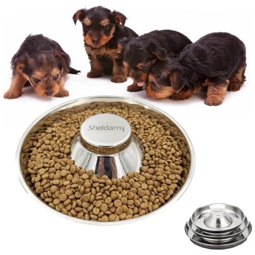 Slow Feeder Hundenäpfe, Edelstahl-Welpen-Schüssel, lustiger Blähungsstopp-Schüssel für schnelle Esser, Hundefutter und Wassernapf (Medium) von Sheldamy