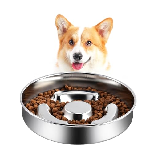 Slow Feeder Hundenapf Basic, Premium 304 Edelstahl, 750 ml Wasserkapazität, Haustier Katze Futternäpfe für kleine und mittelgroße Hunde von Sheldamy