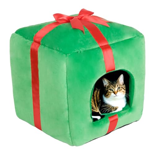 ShellKingdom Weihnachtliches Katzenhaus, Katzenhöhle, niedliche Form, Katzenbetten für Hauskatzen, Weihnachts-Geschenk-Box, Katzenwürfel mit Bettkissen für kleine Haustiere, 35 x 35 cm ShellKingdom Weihnachtliches Katzenhaus, Katzenhöhle, niedliche Form, Katzenbetten für Hauskatzen, Weihnachts-Geschenk-Box, Katzenwürfel mit Bettkissen für kleine Haustiere, 35 x 35 cm von ShellKingdom