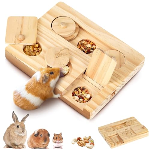 Meerschweinchen Spielzeug,6 In 1 Hamster Holzspielzeug,Hamster Accessory Set,Hamster Kauspielzeug,Kleintiere Kauspielzeug,Kleintierspielzeug zur Futtersuche Geeignet für Kaninchen Hamster Chinchillas von Shengruili