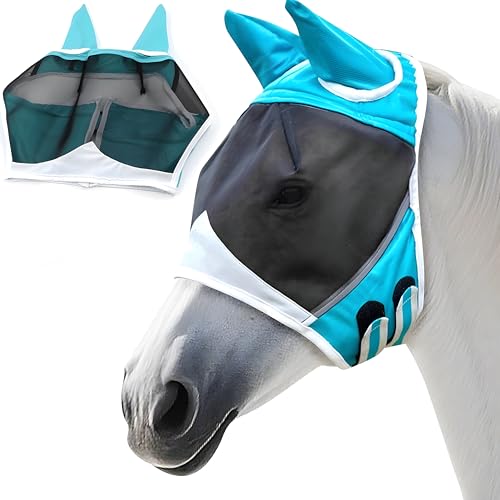 Pferde Fliegenmaske,Fliegenschutz Pferd Cob mit Ohrenschutz,Horse Fly Mask,Fliegenhaube Pferde,Atmungsaktive Moskito Maske von Shengruili
