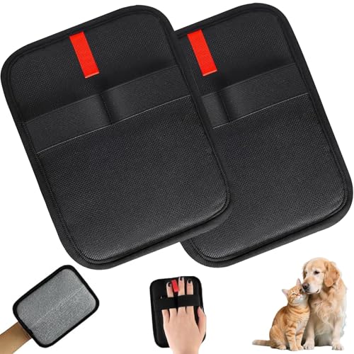 Shengruili 2 Stück Fellmagnet Handschuhe Wiederverwendbar,Atmungsaktive Haustierhaarentferner,Pet Grooming Gloves,Statische Haarentfernungshandschuhe Für Haustier Glattes und Gesundes Fell von Shengruili