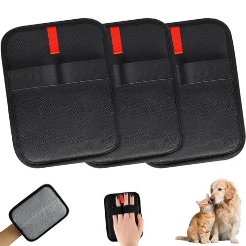Shengruili 3 Stück Fellmagnet Handschuhe Wiederverwendbar,Atmungsaktive Haustierhaarentferner,Pet Grooming Gloves,Statische Haarentfernungshandschuhe Für Haustier Glattes und Gesundes Fell von Shengruili