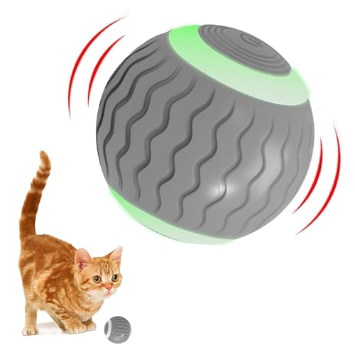 Shengruili Interaktives Katzenspielzeug Bälle,Katzenspielzeug Ball Elektrisch,360° Selbstdrehender Elektrisch Ball,USB Wiederaufladbares Katzenball mit LED Licht,Smart Interactive Cat Ball von Shengruili