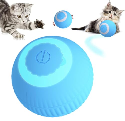 Shengruili Interaktives Katzenspielzeug Ball,Katzenspielzeug Ball Elektrisch,360° Selbstdrehender Elektrisch Ball,USB Wiederaufladbares Katzenball mit LED Licht,Smart Interactive Cat Ball von Shengruili