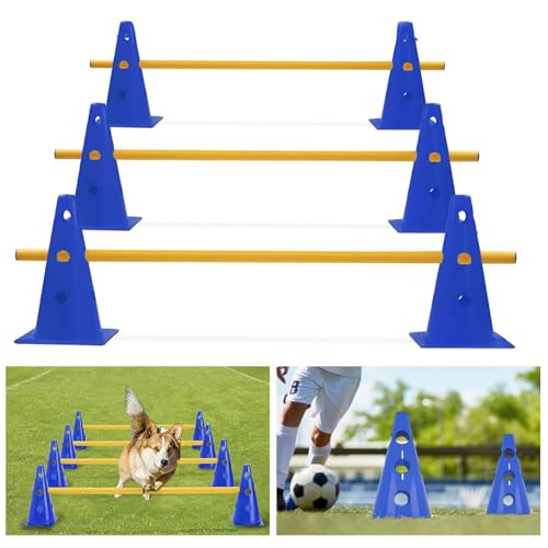 Shengruili 3 Set Sports Steckhürdenset,Fussball Trainingszubehör,Agility Set Hunde,Hürden Set Verstellbar,Agility Zubehör für das Training,Agility-Ausrüstungs-Set für Hunde für Haustiere(Blau-32cm) von Shengruili