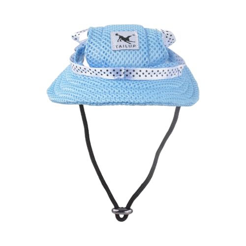 Hunde Sonnenhut, Sommer Atmungsaktiv Hunde cappy mit Ohrlöchern und verstellbarem Kinnriemen, Outdoor Sporthund Sonnenschutzhut geeignet für kleine Hunde und Welpen, S (blau) von Shengxi