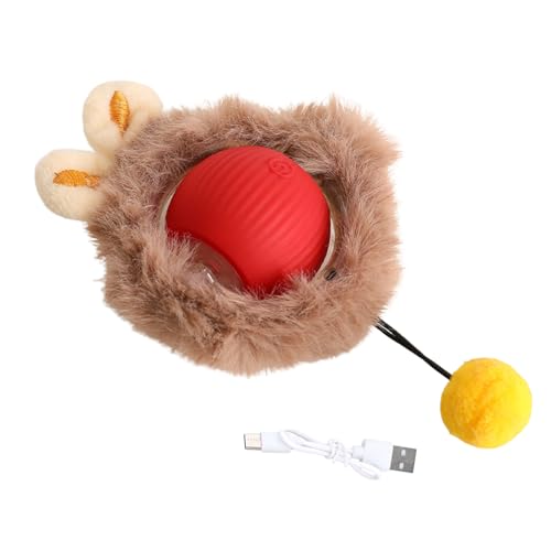 Shengxi Interaktives Katzenball Spielzeug, Elektrisches Katzenspielzeug mit LED-Licht USB Aufladbar, Intelligente Katzenball Haustierspielzeug Automatisch Rollender Ball für Katzen Hunde (Plüsch) von Shengxi