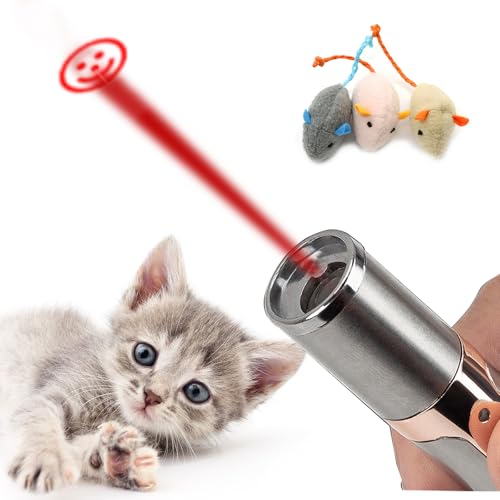 Shengxi LED Pointer Interaktives Spielzeug für Katzen Hunde, 7 in 1 USB Wiederaufladbar Katzenspielzeug mit 2 Katzenminze Spielzeug Maus, 5 Muster Lila Weiß Rot Licht von Shengxi