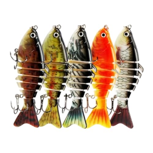 Forellenköder, Bassköder | Fischereiköder Walleye Forellen Bass | Schwimmgelenk hartes 3D -Multi -Swimbait für Wels Salzwasser Süßwasser Crappie Sea Dark Schwimmen von Shenrongtong