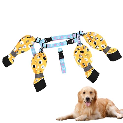 Hosenträger für Hunde, Pfotenschutzstiefel, verstellbare Pfotenschutzstiefel, Hundestiefel-Leggings mit Hilfsgurt für große und kleine Hunde von Shenrongtong