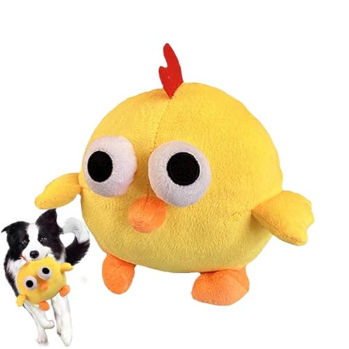 Hüpfendes Hundespielzeug | Huhn Plüschtiere mit Sound | Interaktives Quietschspiel, bewegliches Hüpfspielzeug für Hunde, wiederaufladbar, Haustierbedarf von Shenrongtong