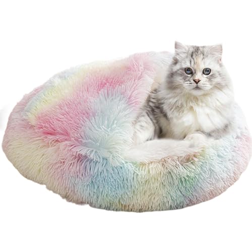 Katzenbett, rund, Plüsch, flauschig, mit Kapuze, Katzenbett, Höhle, beruhigendes Hundebett, gemütlich für Katzen im Innenbereich oder kleine Hundebetten, warmes, weiches Plüsch-Katzenbett Katzenbett, rund, Plüsch, flauschig, mit Kapuze, Katzenbett, Höhle, beruhigendes Hundebett, gemütlich für Katzen im Innenbereich oder kleine Hundebetten, warmes, weiches Plüsch-Katzenbett von Shenrongtong