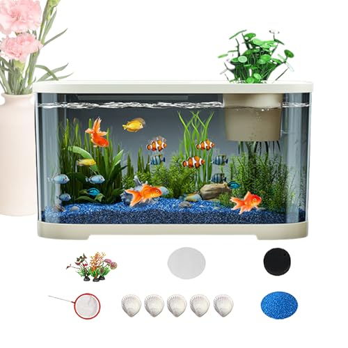 Kleines Aquarium - Kleines Aquarium,Komplettset Mit Zubehör Für Anfänger Erwachsene Guppys Quallen Kampffische Zimmer Schreibtisch Deko von Shenrongtong