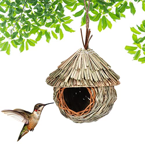 Kolibri-Nesthäuser zum Aufhängen im Freien, gewebtes Vogelnest - Handgewebte umweltfreundliche Vogelkäfige - Handgefertigte Hütte für Vogelliebhaber, Gartendekorationen, Shenrongtong von Shenrongtong