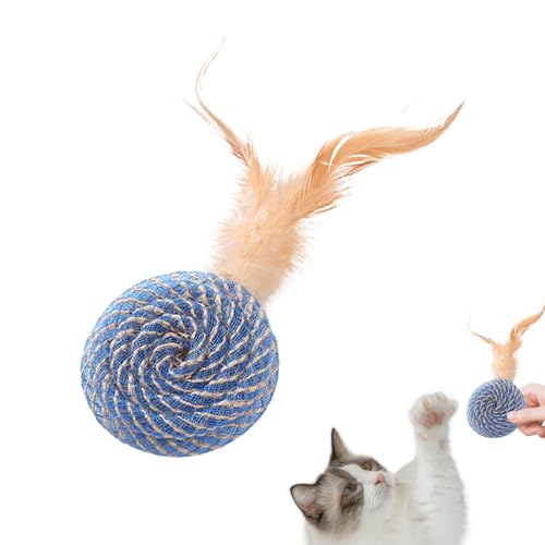Shenrongtong Federballspielzeug für Katzen, Katzenball mit Feder | Lustiges Katzen-Teaser-Spielzeug - Katzenspielzeug, interaktiver Katzenspielzeugball, lustiges Katzenspielzeug, von Shenrongtong