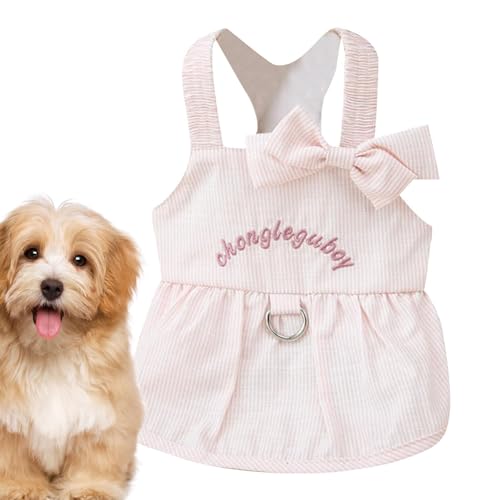 Shenrongtong Hundekleidung für kleine Hunde Mädchen Sommer,Hunde-Sommerkleid | Haustiermädchenkostüm | Hundekleid mit Schleife, Kordelzug-Schnalle, gestreifte Hunde-Outfits für kleine, mittelgroße von Shenrongtong