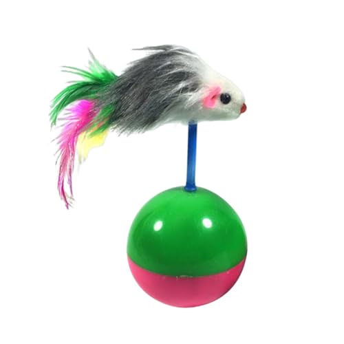 Interaktiver Katzenspielzeug-Ball, interaktiver Ball, tragbarer Katzen-Maus-Spielzeug, Bunte Feder, interaktives Katzenstab-Spielzeug mit Sound für Kätzchen-Training von Shenrongtong
